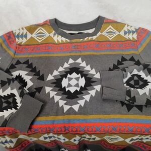 21 Men Southwestern Geometric Print Crewneck Sweatshirt Gray Medium Pullover H‎